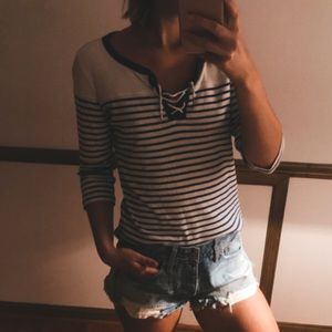 Ralph Lauren Blue and White Striped Blouse M